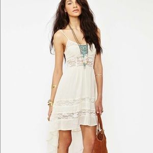 High Low Cream Lace Tiered Dress