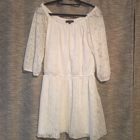 Off the shoulder cream dress