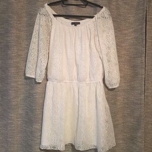 Off the shoulder cream dress