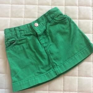 Green Denim Mini Skirt.