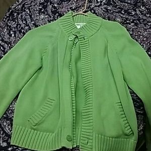 Cold water creek green zip cotton sweater