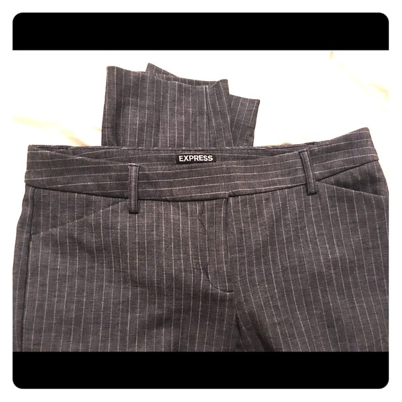 Express editor pants dark pinstripe gray career 6R
