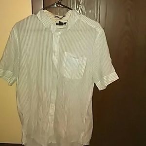 White and blue pinstripe button up