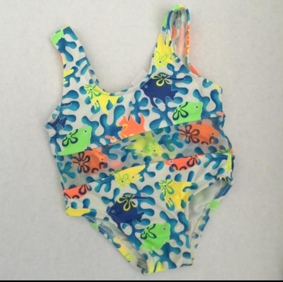 One Piece Bathing Suit Fish 12 Month