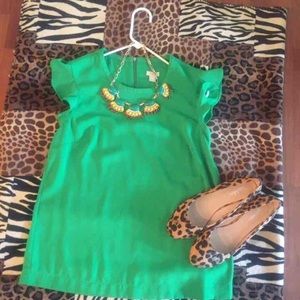 J.crew ruffled sleeve top and necklace