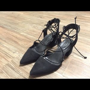 ZARA mid heel laceup shoes