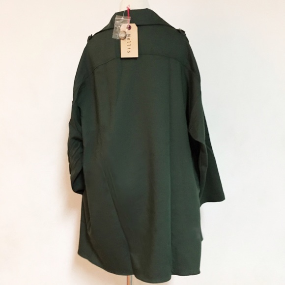 Oversized draped green military trench jacket - Picture 3 of 4