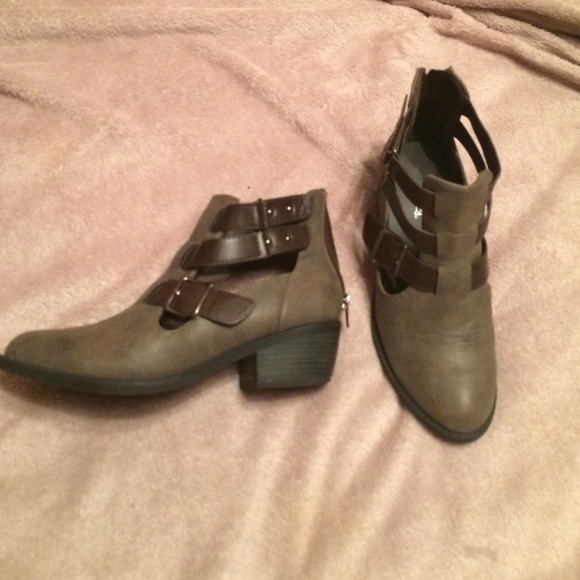 Dark grey strappy ankle boots