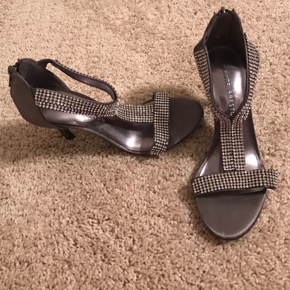 Silver and diamond high heels