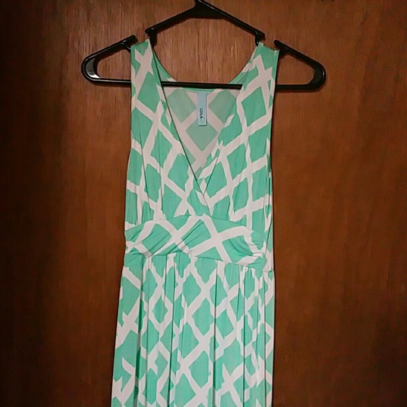 Loila Mint Green and White Maxi Dress NWOT