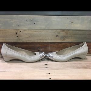 Dana Buchanan silver small wedge shoe