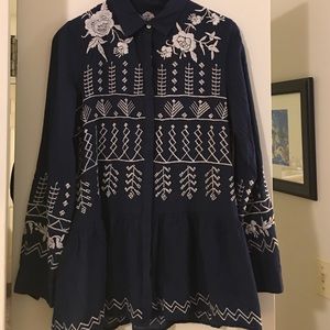 Johnny Was, size small, embroidered tunic blouse