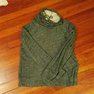 J. Crew green marl funnel neck knit small