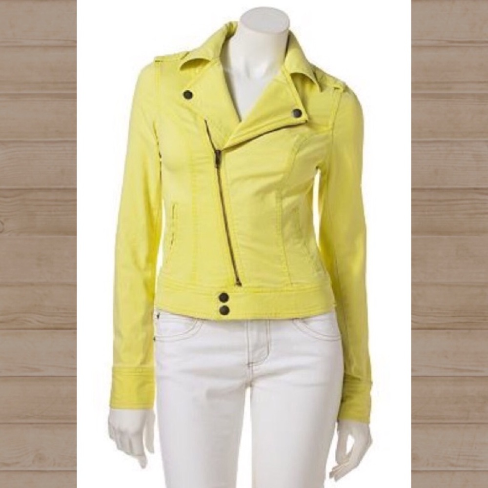 Neon Denim Moto Jacket