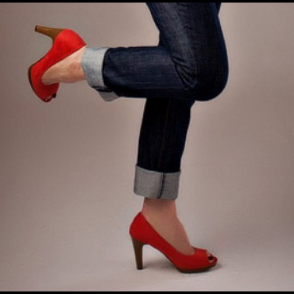 Beautiful Coral Peep Toe Pumps