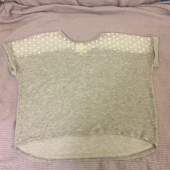 Nordstrom Light Gray Floral Top