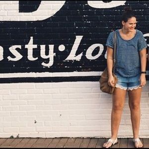 Navy and white striped Tee