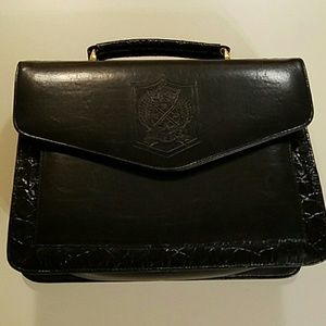 Belle Rose Belgium black leather handbag tote