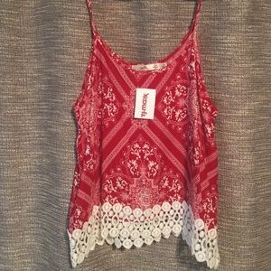 Red & creme tank