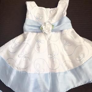 White and Blue Youngland dress with bloomers