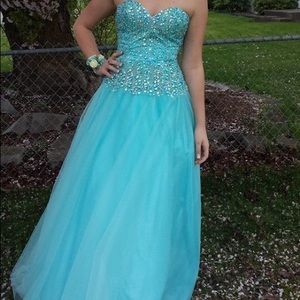 Blue beaded prom dress!