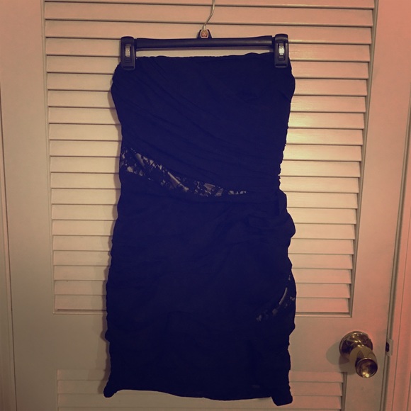 Black Chiffon and Nude Lace Dress