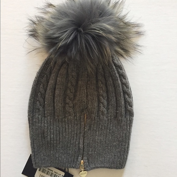 Moschino wool hat with Raccoon fur Pom New Grey - Picture 2 of 4