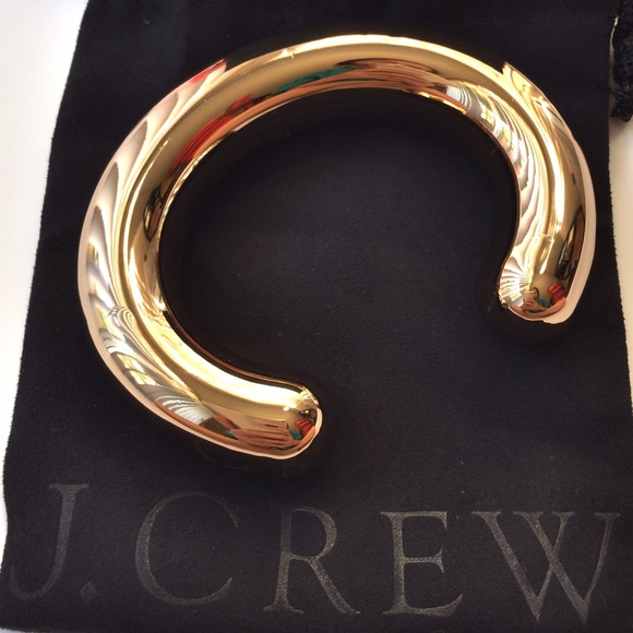 BNIB J.CREW Shiny Sleek Gold Open Tube Bracelet