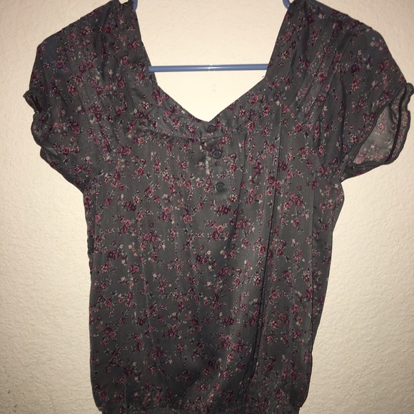 Gray floral blouse