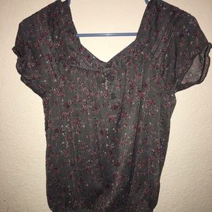 Gray floral blouse