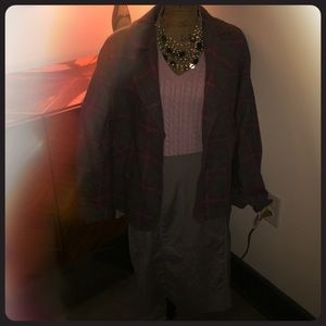 Talbots pink grey plaid wool jacket 14