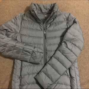 Gray ultra light down jacket