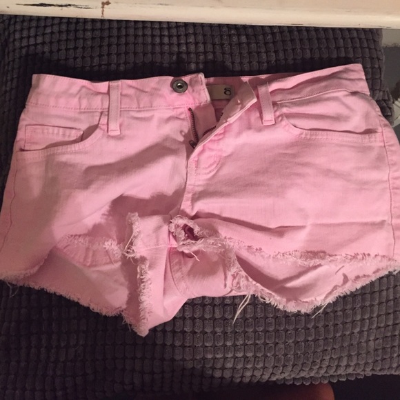 pink denim shorts