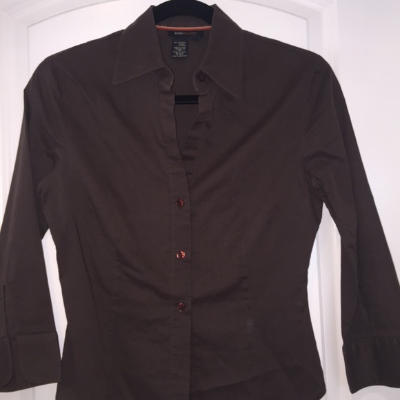 BCBG Max Azria brown button down top - Picture 1 of 3