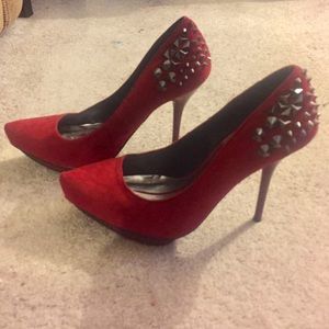 Anne Michelle Red Spike Pumps