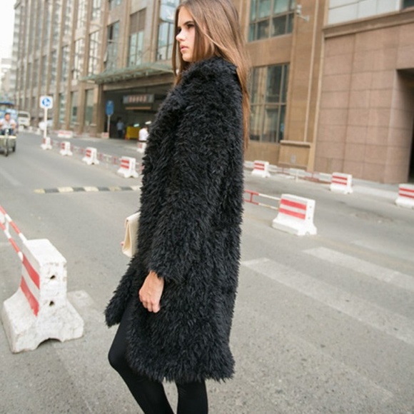 Black Faux Fur Coat - Picture 2 of 3