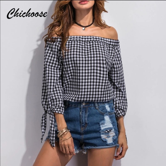 Dresses & Skirts - Off shoulder plaid shirt/dress