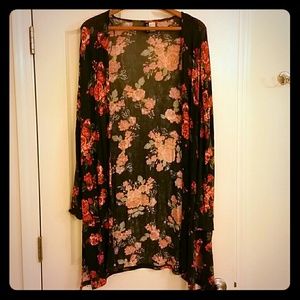 H&M Long floral navy blue sweater