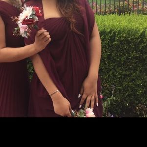 Champagne/ burgundy bridesmaid dress