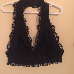Black Lace Halter Bralette
