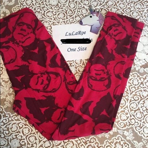 Lularoe red Frankenstein Halloween leggings! Rare!