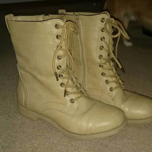 Tan combat boots