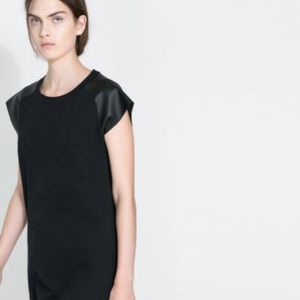 Zara dress faux leather sleeves