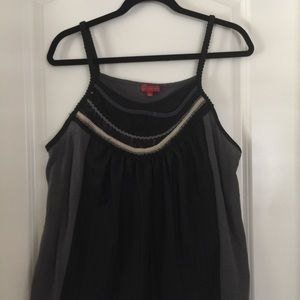 One September lace/stitched bib tank top