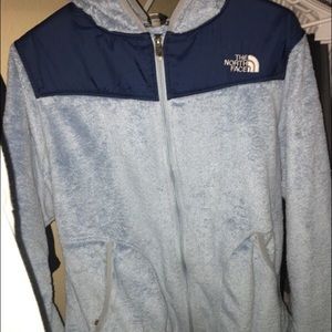 Blue fuzzy north face