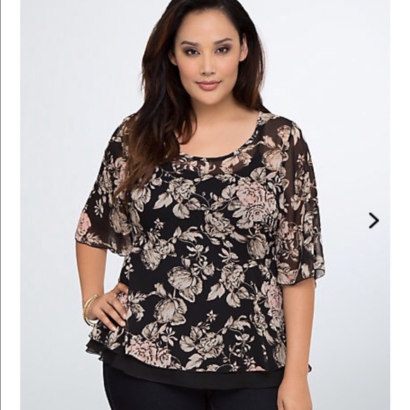 Floral chiffon peplum top