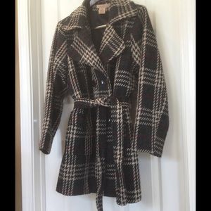 Grey plaid dress coat