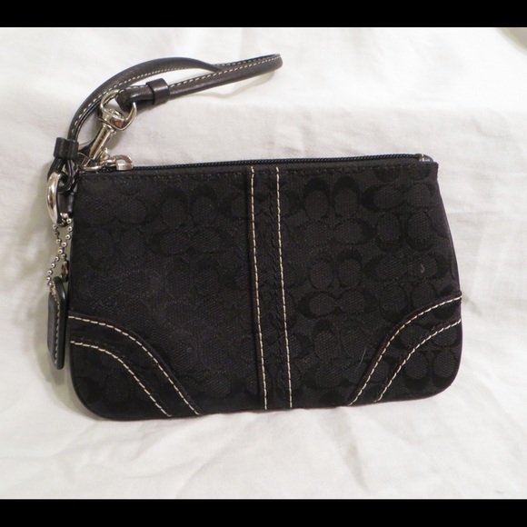 Coach Black Wristlet in Canvas and Leather