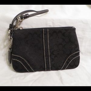 Coach Black Wristlet in Canvas and Leather