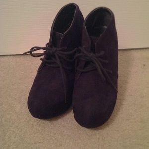 Suede wedge booties